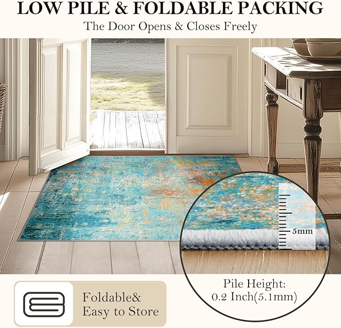 Washable Area Rugs 7'x9' Non-Slip Modern Abstract Soft - Image 8
