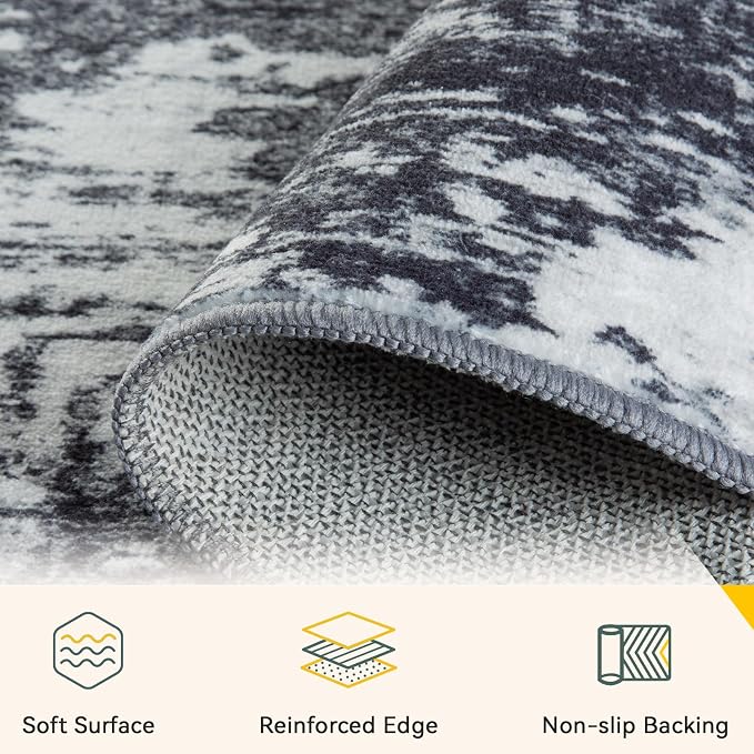 Washable Area Rugs 4'x6' Non-Slip Modern Abstract Soft - Image 4