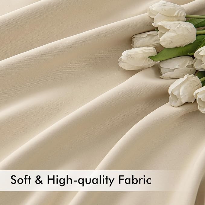 MIULEE Cream Beige Back Tab Light Blocking Curtains 72 Inch Length 2 Panels Set - Image 6