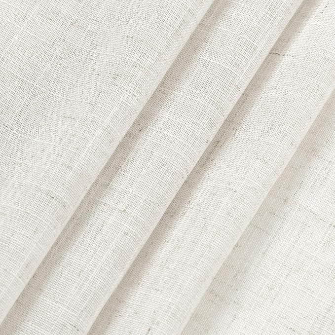 Nanspring Extra Long 112 Inch Long Beige White Linen Curtains Back Tab Neutral - Image 7