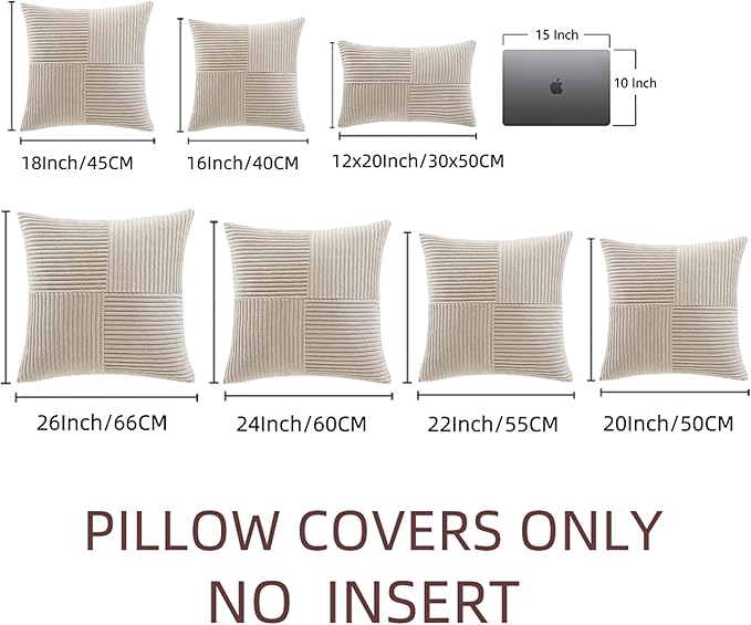 Fancy Homi 2 Packs Neutral Taupe Decorative Throw Pillow Covers 20x20 Inch - Image 7