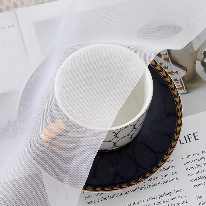 OVZME White Sheer Curtains 45 Inch Long 2 Panels, Rod Pocket Voile Drapes - Image 7