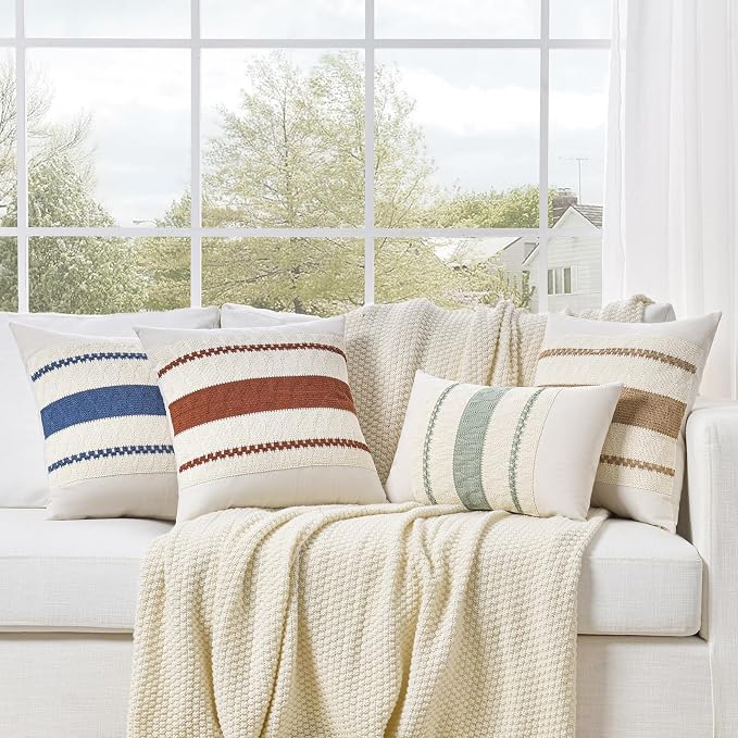 Fancy Homi Set of 1 Boho Neutral Big Decorative Throw Pillow Cover 24x24 Inch - Image 6