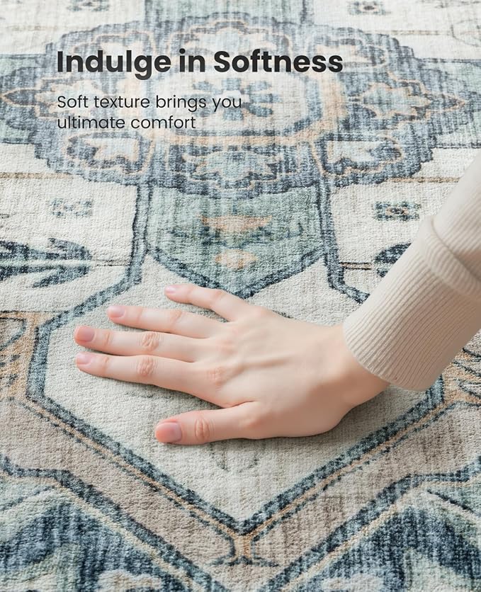 AMADA HOMEFURNISHING 2'6"x8' Washable Area Rug, Low-Profile Entryway Rug - Image 6