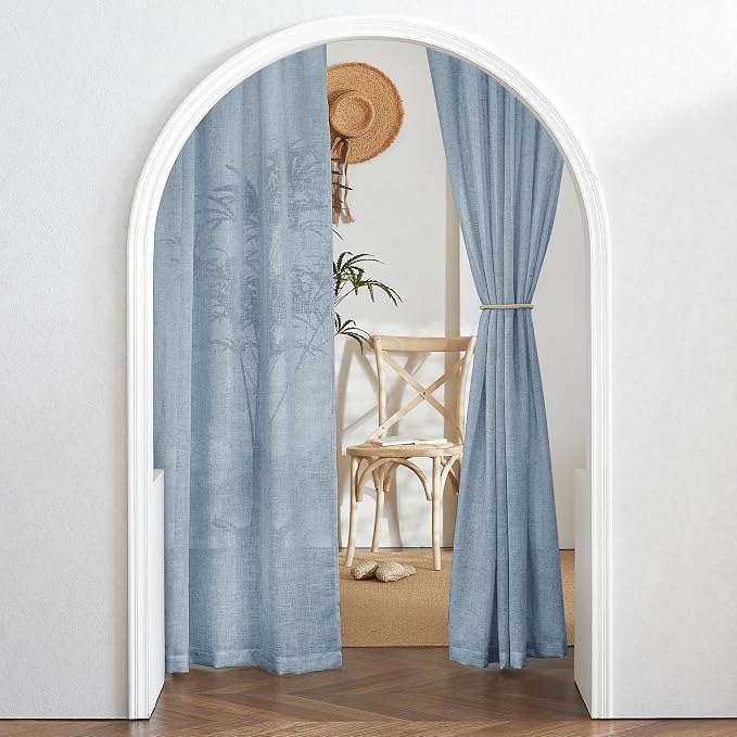RYB HOME Linen Curtains 120 inches Long, Extra Long Floor Sweeping Semi Sheer - Image 6