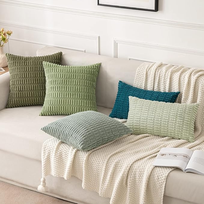 MIULEE Pack of 2 Spring Corduroy Decorative Lumbar Throw Pillow Covers 20x12 - Image 4