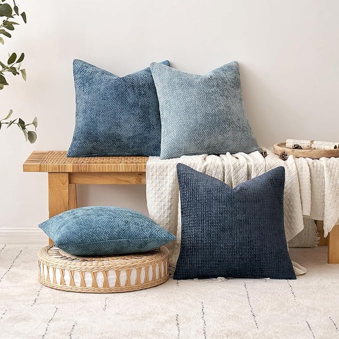 MIULEE Pack of 2 Couch Throw Pillow Covers 18x18 Inch Coastal Smoke Blue Modern - Image 4