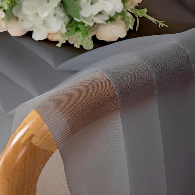OWENIE Grey Sheer Curtains, Sheer Curtains 78 inches Long 2 Panels Set - Image 4