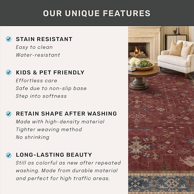 Hazo Haus Burgundy 2x4 Washable Entry Rug - Image 7