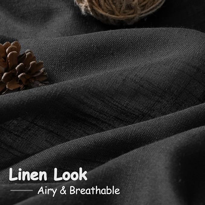 Black Sheer Linen Curtains 90 inch Length - Image 3