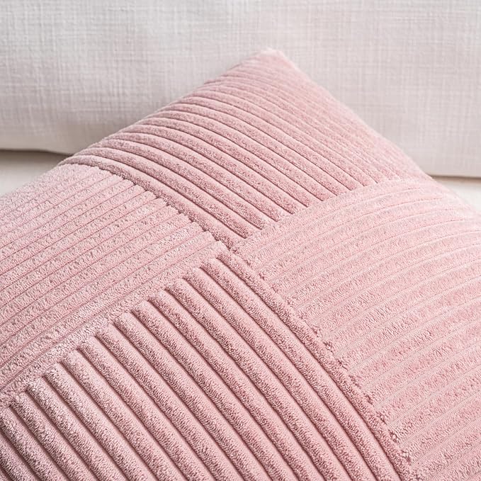 Fancy Homi 2 Packs Blush Pink Decorative Throw Pillow Covers 18x18 Inch - Image 3