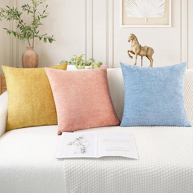 CaliTime Throw Pillow Covers Decorative 22 X 22 Inches Pack of 2 Cozy Chenille - Image 5