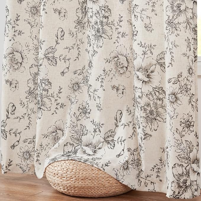 jinchan Linen Floral Curtains Extra Wide - Image 7