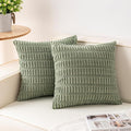 Pack of 2 Corduroy Decorative Throw Pillow Covers 24x24 InchSoft Striped Pillow by Unknown