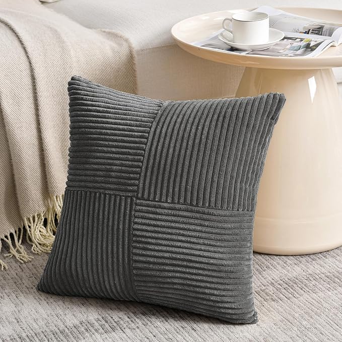 Fancy Homi 2 Packs Dark Gray Samll Decorative Throw Pillow Covers 12x12 Inch - Image 2