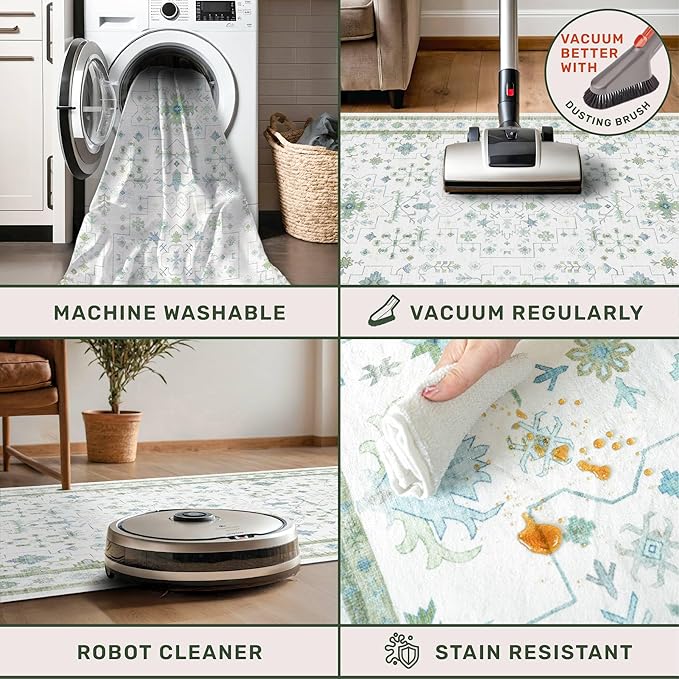Hazo Haus Washable Oushak 2x8 Bathroom Runner Rug - Image 4