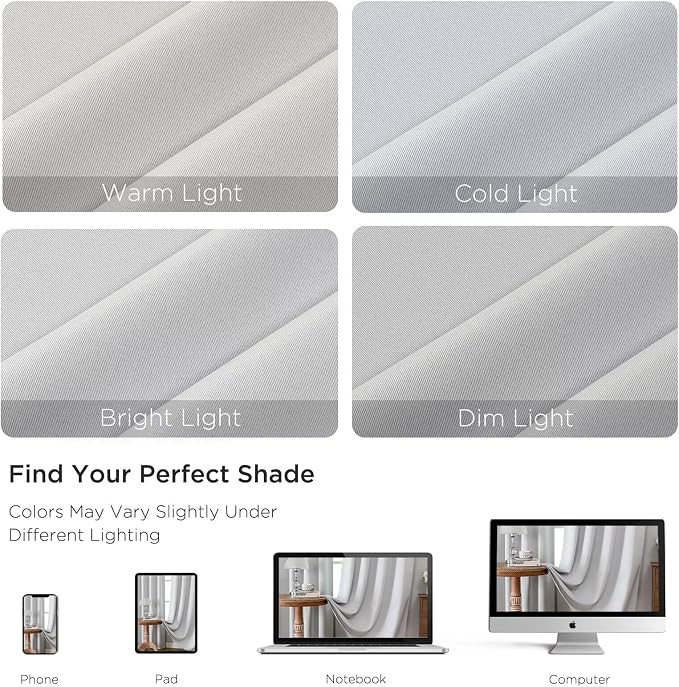 CUCRAF Grayish White Blackout Curtains 63 inch Length 2 Panels Set, Rod Pocket - Image 4