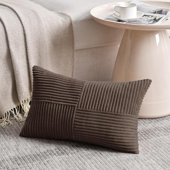 Fancy Homi 2 Packs Dark Brown Lumbar Decorative Throw Pillow Covers 16x26 Inch - Image 2