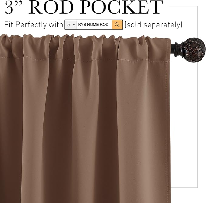 RYB HOME Short Blackout Curtains - Image 2