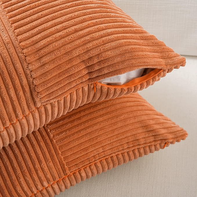 Fancy Homi 2 Packs Burnt Orange Big Decorative Throw Pillow Covers 24x24 Inch - Image 4