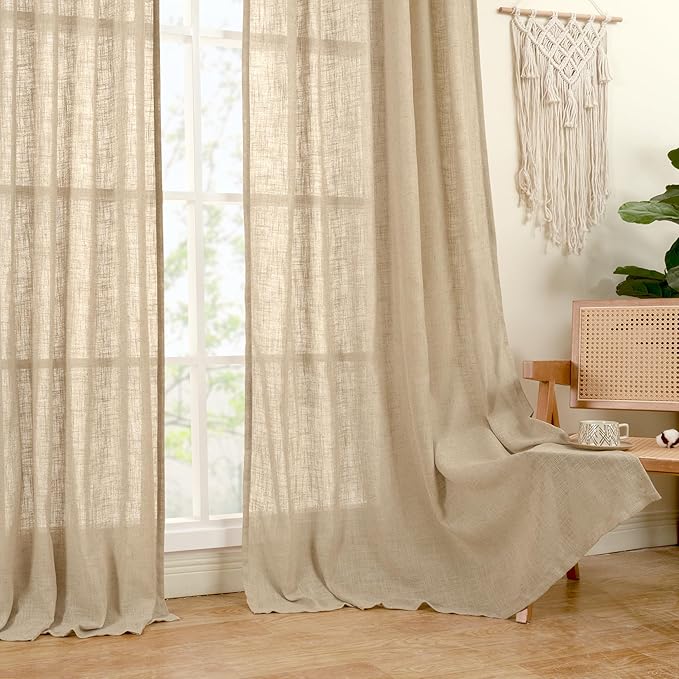 LAMIT Linen Curtains for Living Room Bedroom, 84 inch Curtains Light Filtering - Image 9