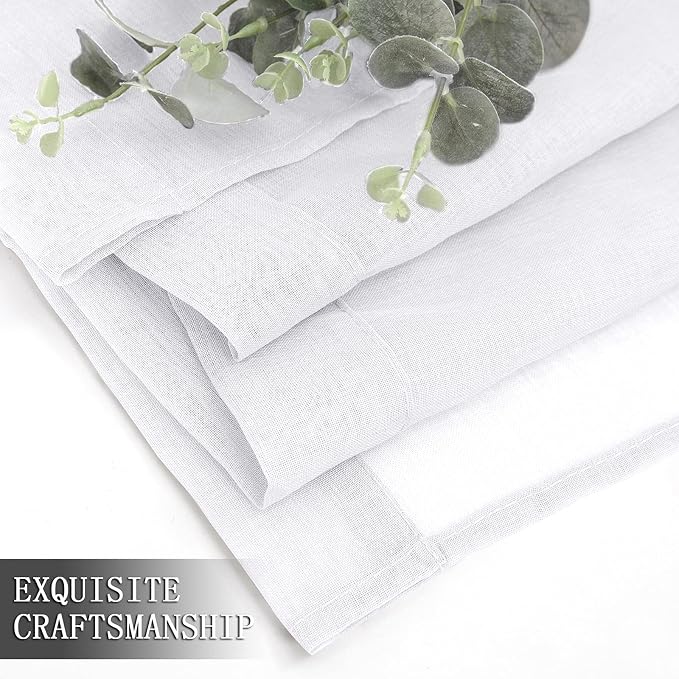 Tollpiz Sheer Curtains Linen Textured Bedroom Curtain Sheers Light Filtering - Image 7