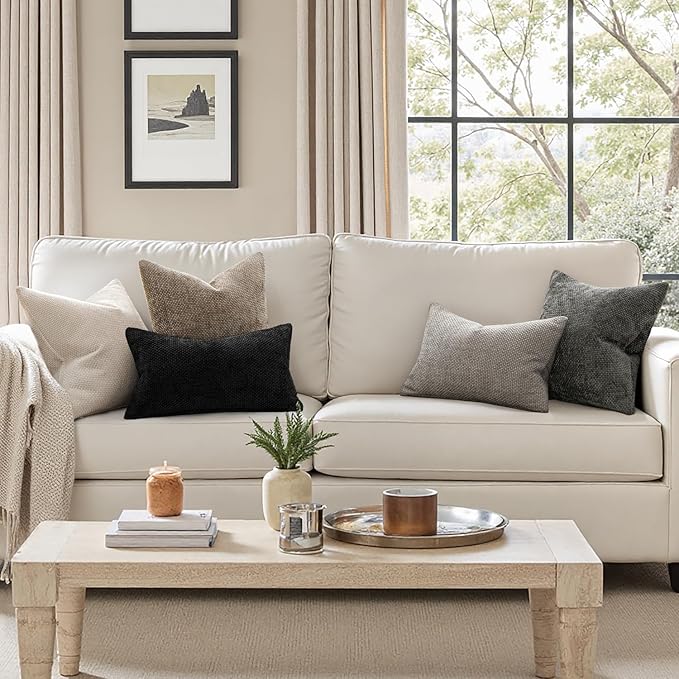 MIULEE Pack of 2 Couch Throw Pillow Covers 22x22 Inch Neutral Beige Modern Boho - Image 2
