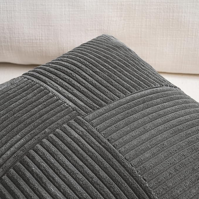 Fancy Homi 2 Packs Dark Gray Euro Decorative Throw Pillow Covers 28x28 Inch - Image 3
