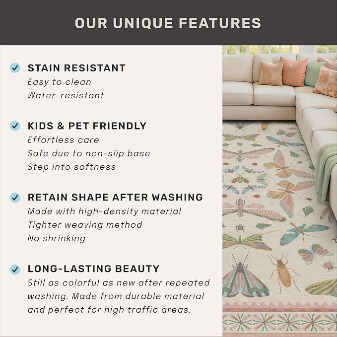 Boho Light Pink Round Rugs for Kids Bedroom - 4 ft Unique Circle Area Rugs for - Image 8