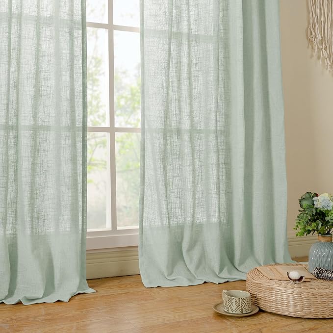 LAMIT Short Kitchen Linen Curtains 24 Inch Length - Image 9