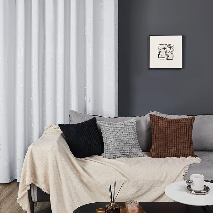 Deconovo Greyish White Curtains, Light Darkening Curtain, Thermal Insulated - Image 8