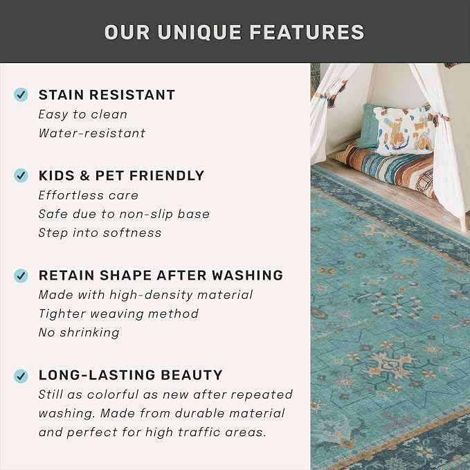 Teal 4x6 Rugs for Entryway Indoor - Image 5