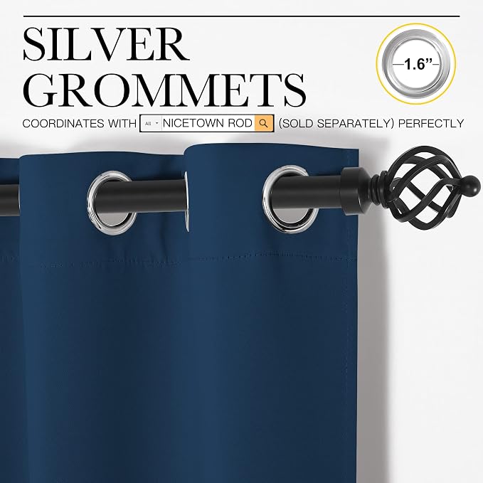 NICETOWN Thermal Insulated Moroccan Blue Blackout Curtains - Image 2
