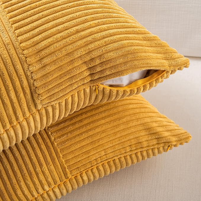 Fancy Homi 2 Packs Gold Yellow Spring Decorative Throw Pillow Covers 16x16 Inch - Image 4