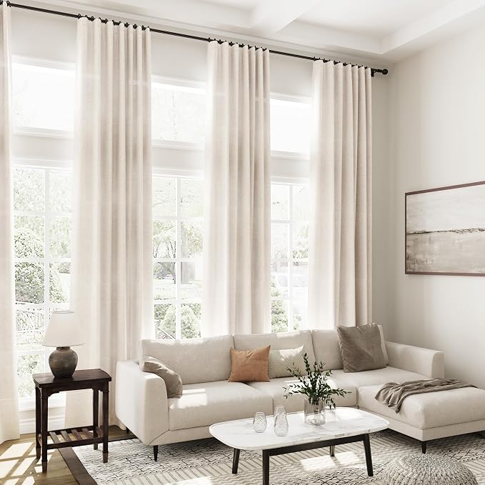 Nanspring Beige Extra Long Curtain 130 inches Long 2 Panels Set - Image 7