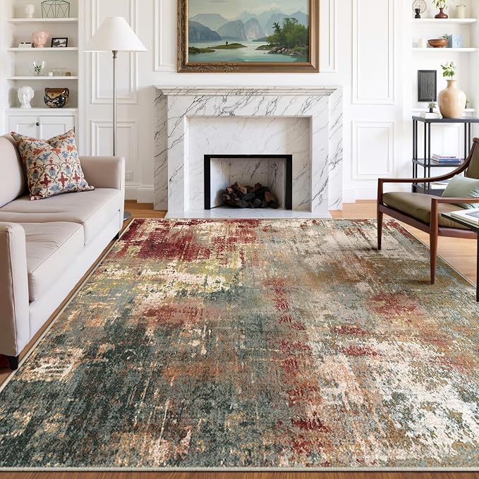 Washable Area Rugs 7'x9' Non-Slip Modern Abstract Soft by RELEANY
