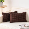 Pack of 2 Corduroy Decorative Throw Pillow Covers 12x20 InchSoft Boho Striped by Unknown