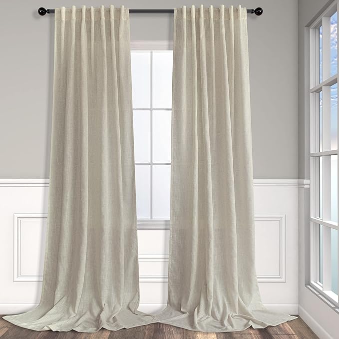 Pitalk Flax Linen Curtains 92 Inch Length 2 Panels by Pitalk