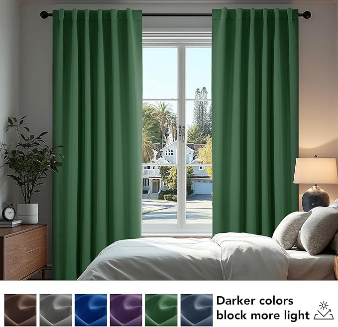 Deconovo Blackout Curtains, Thermal Insulated, W52 x L63 2 Panels, Back Tab - Image 4