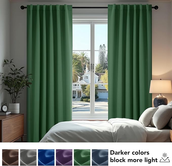 Deconovo Solid Back Tab and Rod Pocket Curtains Thermal Insulated Blackout - Image 4