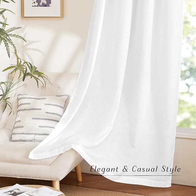 NICETOWN White Linen Curtains 108 inches Long - Image 7