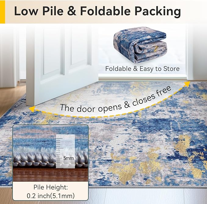Washable Area Rugs 2x7 Non-Slip Modern Abstract Soft - Image 4