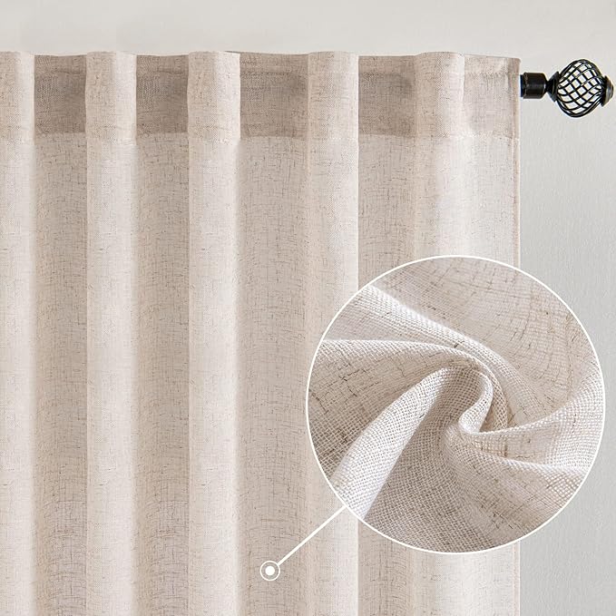 MIULEE Natural White Linen Curtains 84 Inch Length by MIULEE