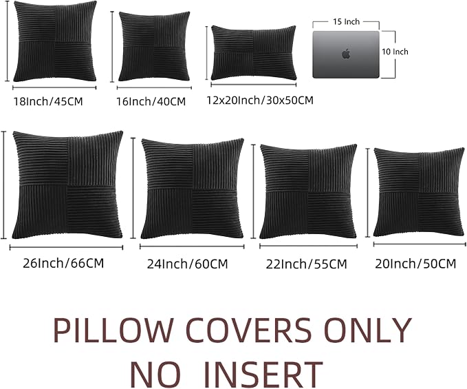 Fancy Homi 2 Packs Black Decorative Throw Pillow Covers 20x20 Inch - Image 7