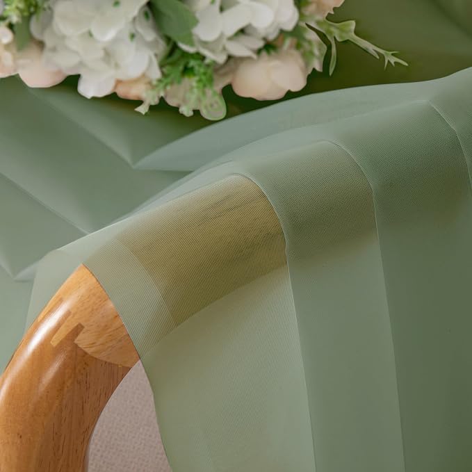Aiyufeng Sage Green Sheer Curtains 90 Inches Long, Light Filtering Rod Pocket - Image 7