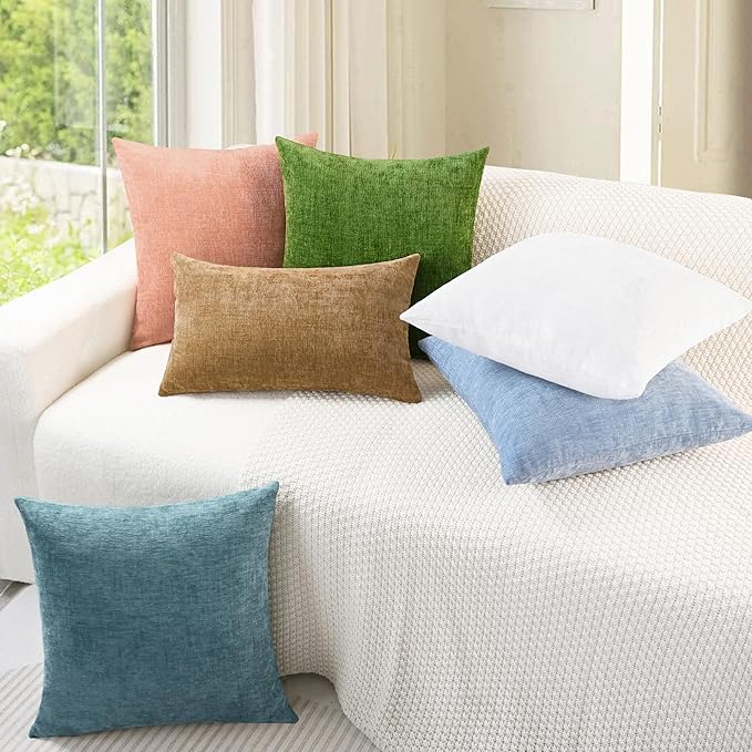 CaliTime Throw Pillow Covers Decorative 22 X 22 Inches Pack of 2 Cozy Chenille - Image 4