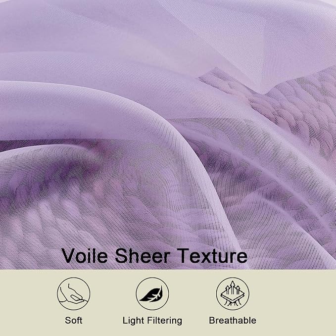 Cafe Curtains 36 Inch Length Tier 2 Pieces, Modern Soft Airy Sheer Kitchen - Image 3