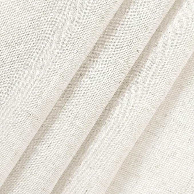 Nanspring Cream Kitchen Curtains 36 Inch Length 2 Panels Set Linen Blend Back - Image 7