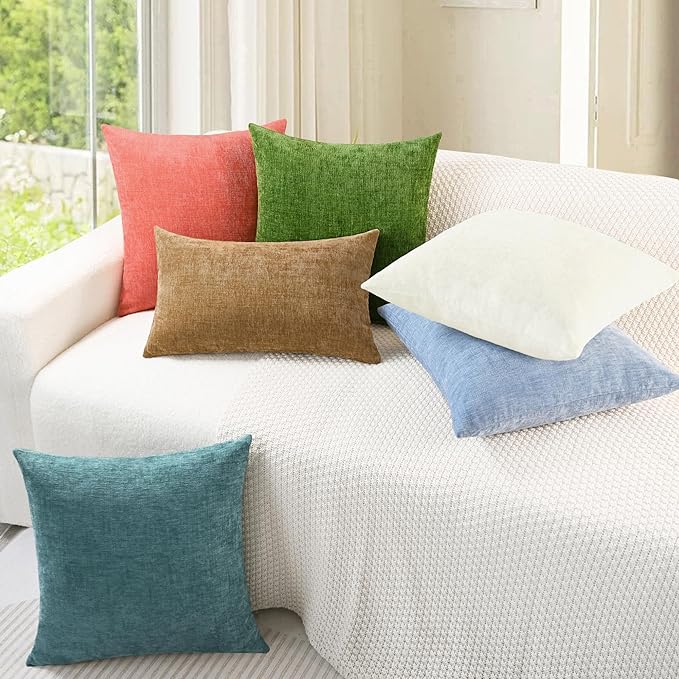 CaliTime Throw Pillow Covers Decorative 18 X 18 Inches Pack of 4 Cozy Chenille - Image 4
