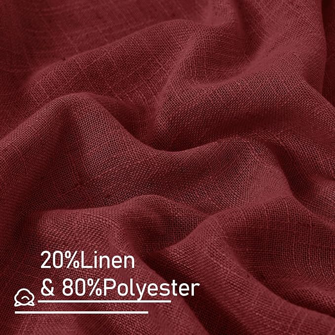 LAMIT 90 inch Red Linen Curtains - Image 3